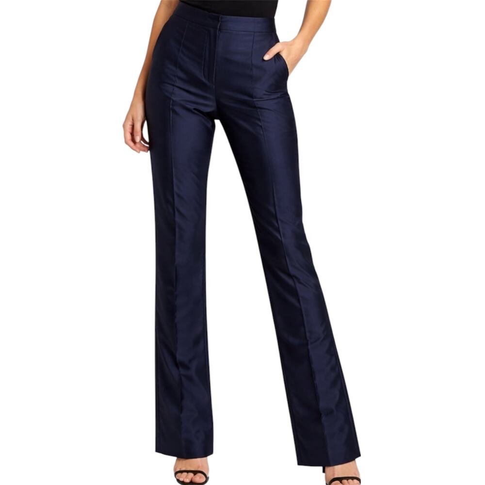 Ralph Lauren Black Label Dress Pants Straight Satin Silky Pleated Black 4